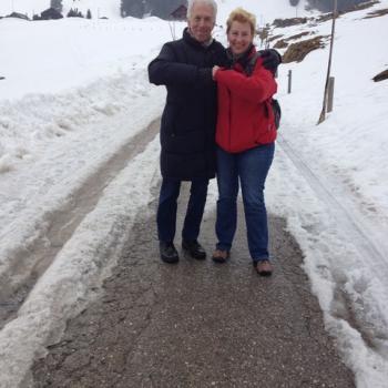 Harvey Burns with friends, laughing and enjoying the moment